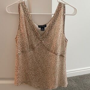 Ann Taylor Pink and Cream Leopard Silk Tank